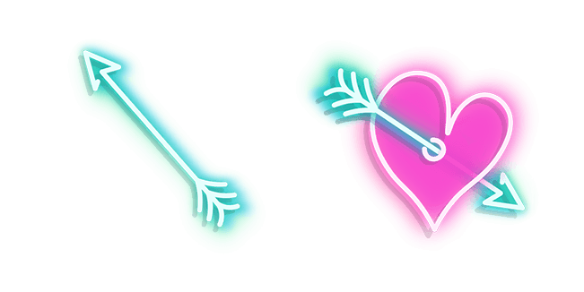 Blue Arrow and Pink Heart with Arrow Neon Cursor