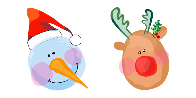 Christmas Aquarelle Snowman and Deer курсор