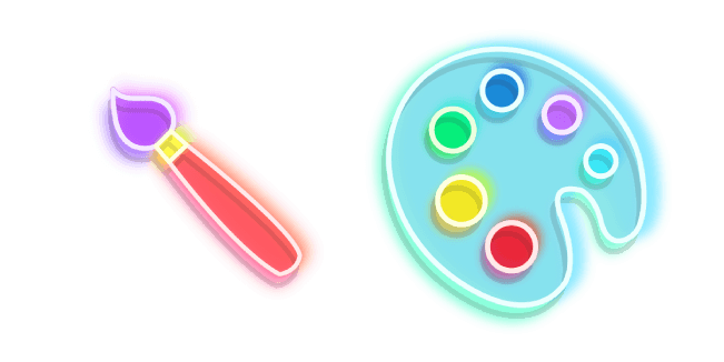 Colorful Brush and Palette Neon Cursor