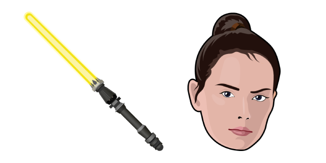 Star Wars Rey Skywalker and Yellow Lightsaber курсор