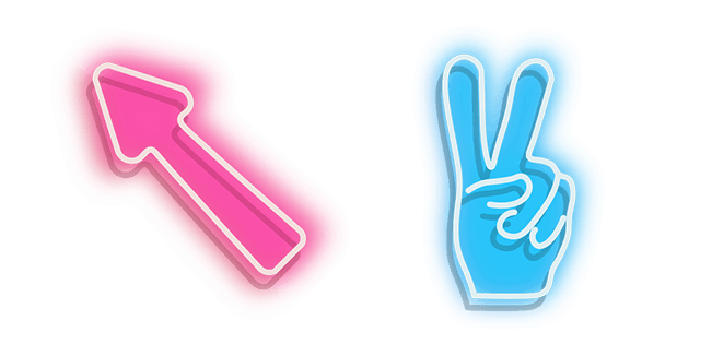 Pink Arrow and Blue Peace Hand Neon Cursor