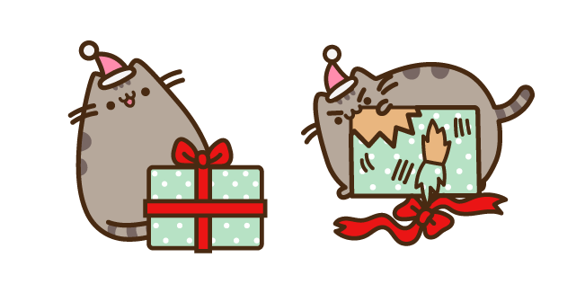 Pusheen with Christmas Present Cursor