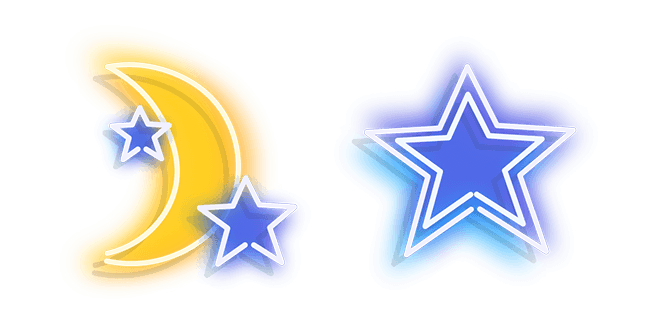 Neon Yellow Moon and Blue Star Cursor