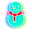 Neon Snowman and Santa's Hat Cyan Pointer