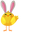 Easter Chick Wearing Bunny Ears and Pink Egg Yellow Pointer