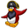 Club Penguin Rockhopper and Stinky Cheese Red Orange Black Pointer