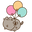 Pusheen with Colorful Balloons Gray Pointer