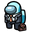 Among Us Cyan Businessman Character Black Pointer