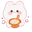 Cute Drawn Cat with Food White Orange Pointer