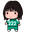 Chibi Squid Game 3 Player 222 aka Kim Jun-hee Green Black Pointer
