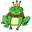 Cute Frog with a Swim Ring and Frog King Green Brown Pointer
