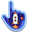 Rocket in Space Paper Cut Blue Red Pointer
