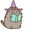 Pusheen Witch with a Wand and a Spell Book Gray Cyan Purple Pointer