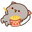 Mochi Mochi Peach Cats Goma Eating Fries Gray Yellow Red pointer