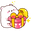 Cute Polar Bear and Chick with a Gift Box White Pink Yellow Pointer