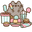 Pusheen with Ice Cream and Sweets Gray Teal Pink Pointer
