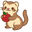 Cute Little Ferret with an Apple Brown Beige Red Pointer