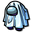 Among Us Purple Character in a Ghost Costume Blue Pointer