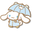 Sanrio Cinnamoroll in a Raincoat and with an Umbrella Blue White Pointer