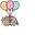 Pusheen Flying on Balloons Gray Pink Blue Yellow Pointer