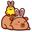 Cute Capybara and Chick with Bunny Ears Brown Yellow Pointer