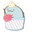 San-X Penguin and Tokage Sitting in Ice Cream Cups Blue White Pointer
