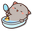 Mochi Mochi Goma Cat Taking a Bath with a Rubber Duck Gray Blue Pointer