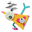 The Amazing Digital Circus Bazooble and a Blue Wing Yellow Cyan Pink Pointer