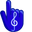 Treble Clef on Cobalt Blue Background White Pointer