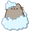 Pusheen Taking a Bath with a Brush Gray Blue Pointer