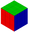 Solved Rubik's Cube 3x3 Blue Green Red Pointer