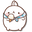 Molang with Ice Cream and Piu Piu in a Straw Hat White Blue Pointer