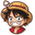 Chibi One Piece Monkey D. Luffy and Meat on a Bone Yellow Red Pointer