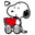 Peanuts Snoopy and Woodstock Eating Watermelon White Red Pointer