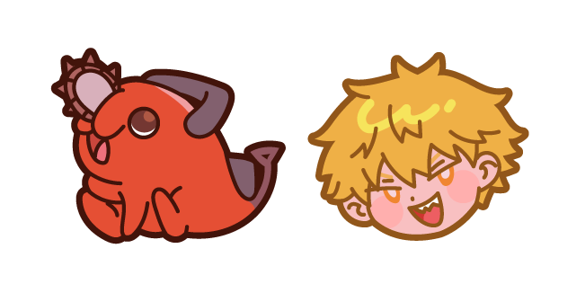 Chibi Chainsaw Man Denji et Pochita Cursor