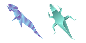 Origami Blue and Green Lizards Curseur