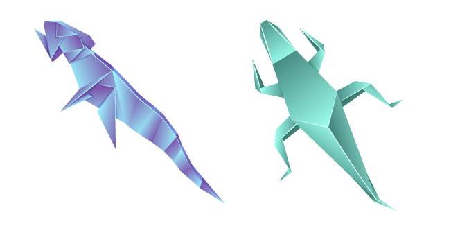 Origami Blue and Green Lizards Cursor