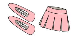 VSCO Girl Pink Hairpins and Skirt Cursor