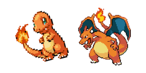 Pokemon Charmander and Charizard Pixel Cursor