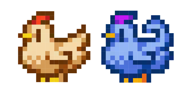 Stardew Valley White and Blue Chicken Cursor