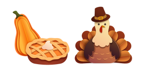 Origami Pumpkin Pie and Turkey Cursor