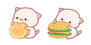 Kawaii Mochi Mochi Peach Cat con Comida cursor