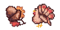 Thanksgiving Day Acorn and Turkey Pixel Cursor