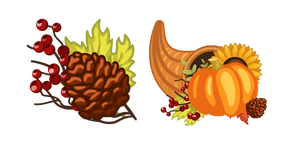 Thanksgiving Day Cornucopia and Conifer Cone Cursor