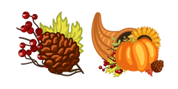 Thanksgiving Day Cornucopia and Conifer Cone Cursor