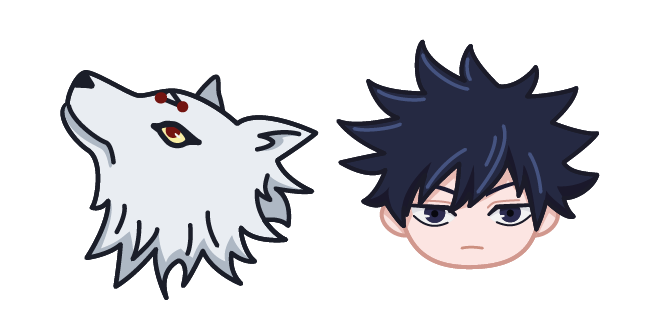 Chibi Jujutsu Kaisen Megumi Fushiguro and Divine Dog курсор