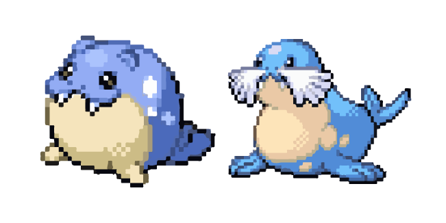 Pokemon Spheal and Sealeo Pixel Cursor