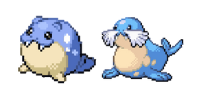 Pokemon Spheal and Sealeo Pixel Cursor