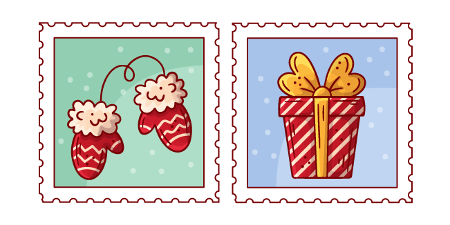 Christmas Stamps with Gloves and Gift Box Cursor