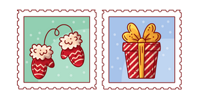 Курсор Christmas Stamps with Gloves and Gift Box